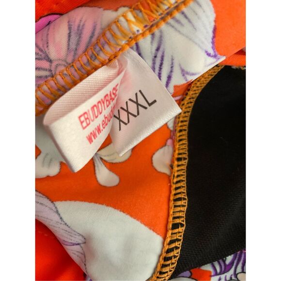 Ekouaer Womens One Piece Swimsuit Boy Leg Vintage Pin up Monokinis Orange Floral - Picture 3 of 8